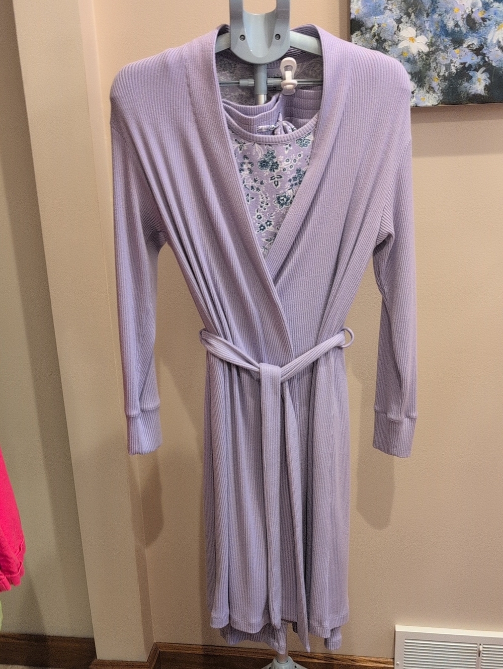 Lands' End Lavender Knit Three Piece Pajama Set